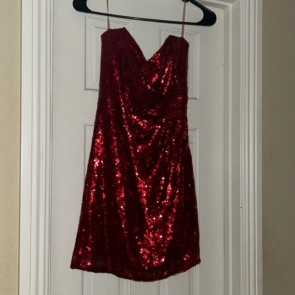 Red sequin dress